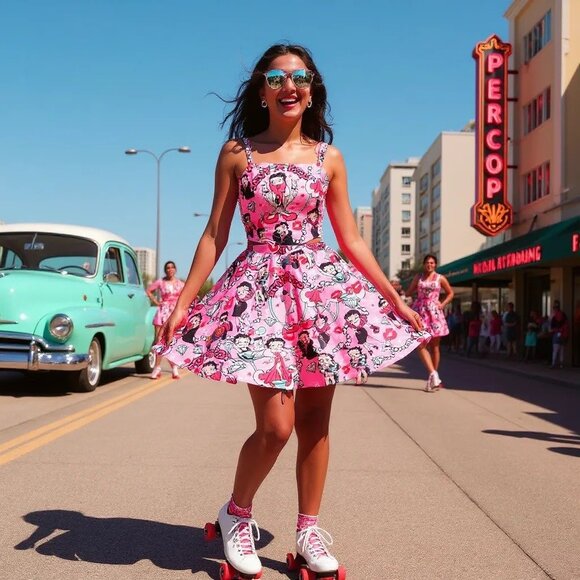 Betty Boop Sweet Catch A Kitten Mini Skirt – Diner Daydream Edition M - Picture 2 of 4